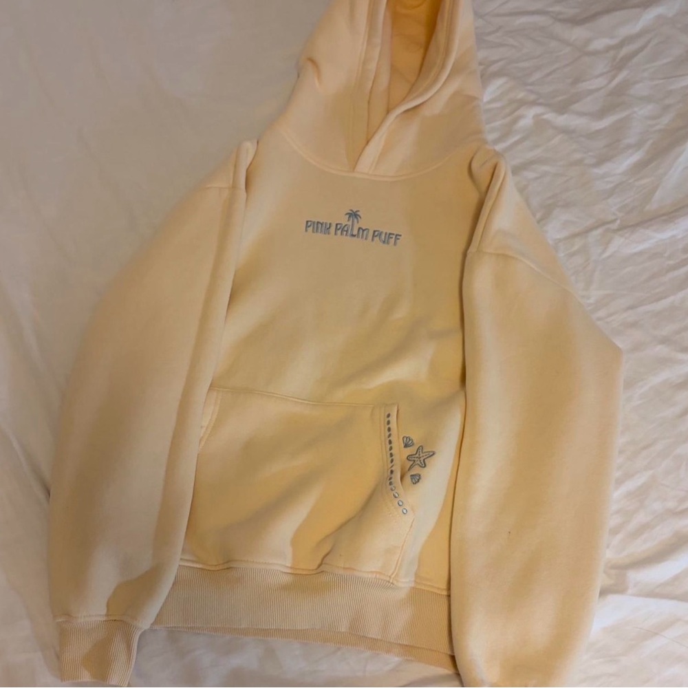 Pink palm puff hoodie